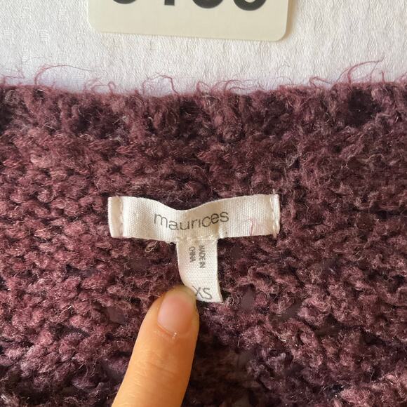 Maurices Women Long Sleeve Crewneck Knit Long Blouse size XS, Wine Purple - Picture 6 of 8